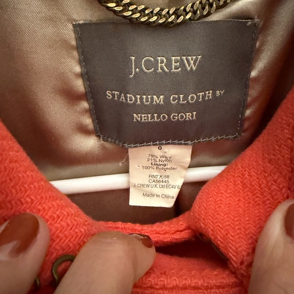 J. Crew Stadium Cloth by Nello Gori Wool blend Orange Double Breasted Coat - Picture 6 of 10